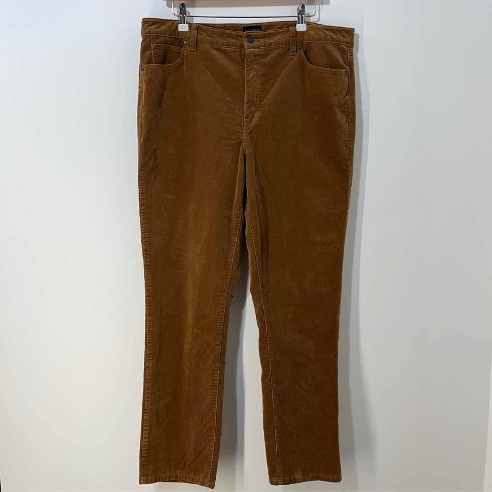 Talbots Classic Preppy Polished Straight Leg Cognac Corduroy Cute Pant [size 16] - Picture 2 of 10